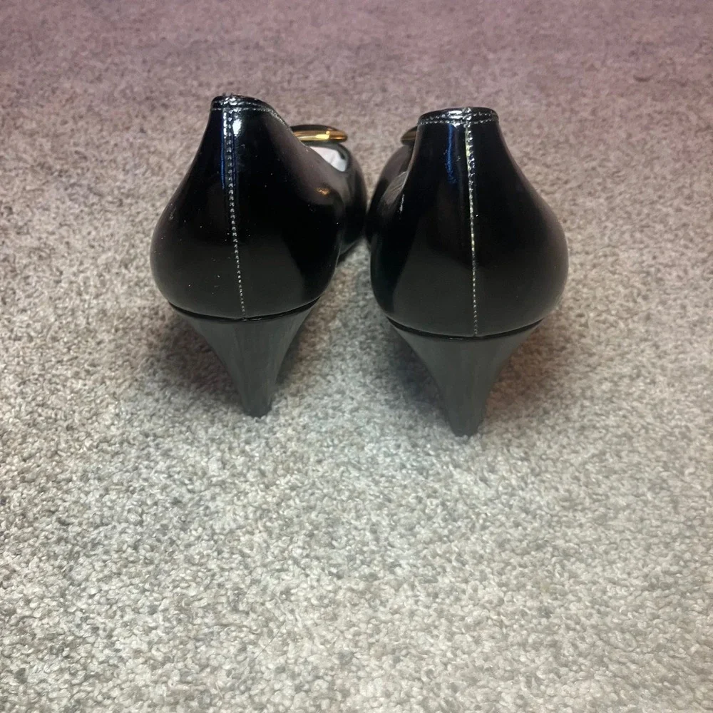 Bruno Magli‎ Black Patent Leather Pumps Kitten Heel Made in Italy 8.5 AA Narrow
